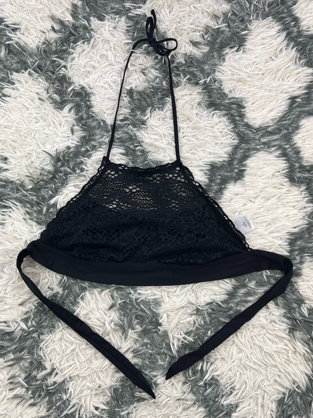 Mossimo Women's Crochet Lace Black Swimsuit Bikini Top Size Medium M